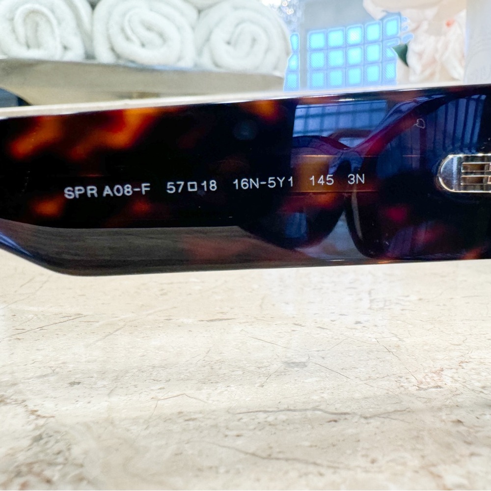 New Prada 56mm Rectangular Sunglasses in Dark Brown - Picture 8 of 9